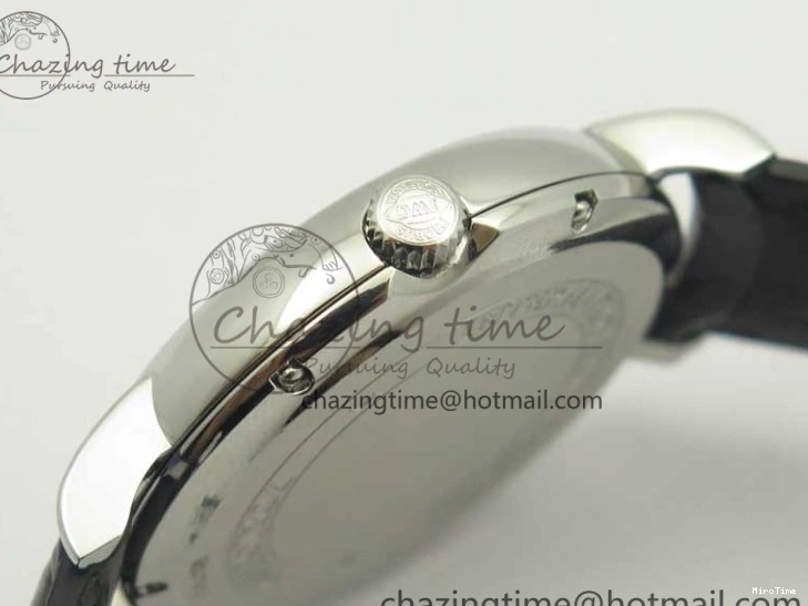 MIROTIME 0420 Fashionable Portofino Automatic SS TWF 1:1 Best Edition Silver Dial SS Markers on Black Leather Strap A 7200
